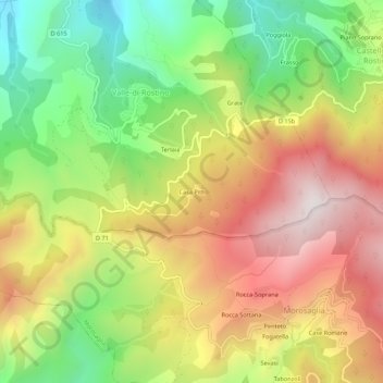 Mapa topográfico Casa Pitti, altitude, relevo