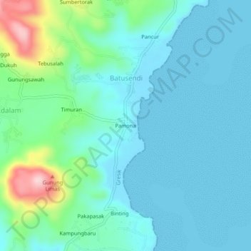 Mapa topográfico Pamona, altitude, relevo