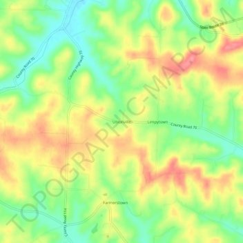Mapa topográfico Unionville, altitude, relevo