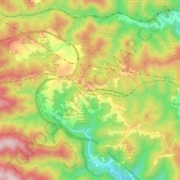 Mapa topográfico Cadibona, altitude, relevo