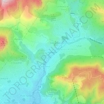 Mapa topográfico Les Moulins, altitude, relevo