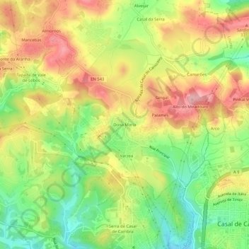 Mapa topográfico Dona Maria, altitude, relevo