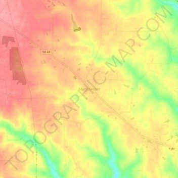 Mapa topográfico Manchester, altitude, relevo
