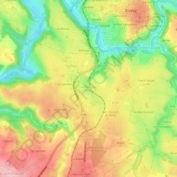 Mapa topográfico Le Point du Jour, altitude, relevo