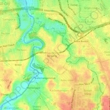Mapa topográfico Cadasmampar, altitude, relevo