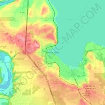 Mapa topográfico Puerto Varas, altitude, relevo