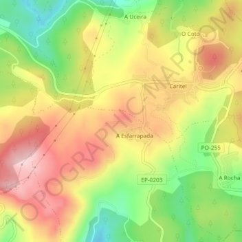 Mapa topográfico Portugal, altitude, relevo