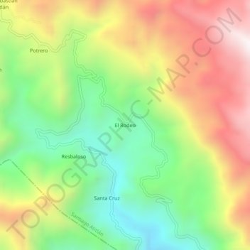 Mapa topográfico El Rodeo, altitude, relevo