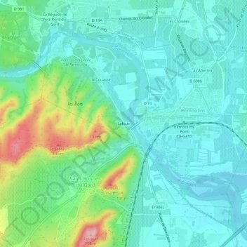 Mapa topográfico Lafoux, altitude, relevo
