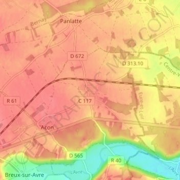 Mapa topográfico Le Mesnil, altitude, relevo