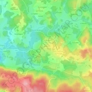 Mapa topográfico Le Mont, altitude, relevo