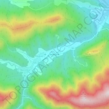 Mapa topográfico Delalaygue, altitude, relevo