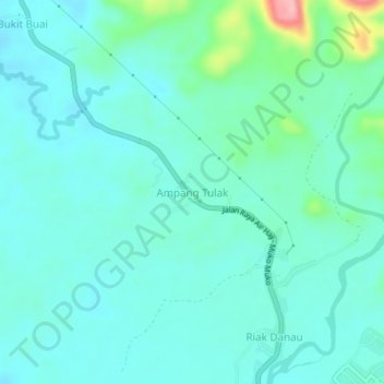 Mapa topográfico Ampang Tulak, altitude, relevo