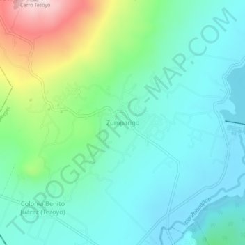 Mapa topográfico Zumpango, altitude, relevo