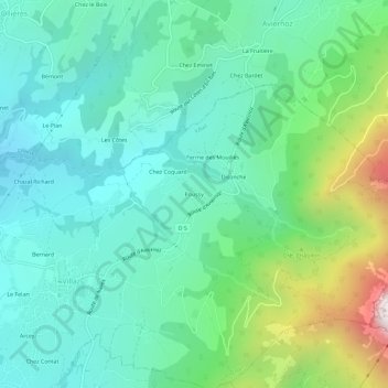 Mapa topográfico Poussy, altitude, relevo