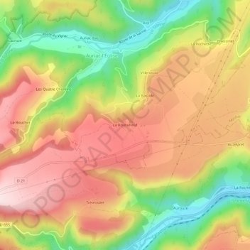 Mapa topográfico La Bousseleuf, altitude, relevo