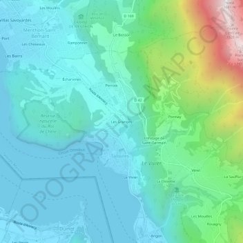 Mapa topográfico Les Granges, altitude, relevo