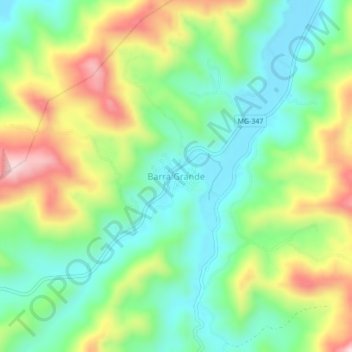 Mapa topográfico Barra Grande, altitude, relevo