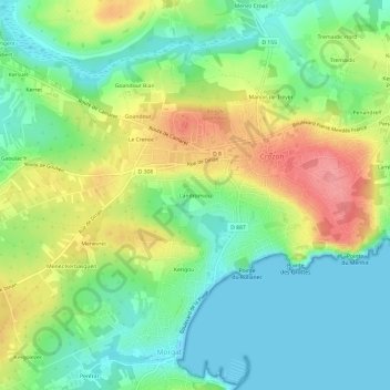 Mapa topográfico Landromiou, altitude, relevo
