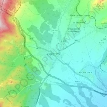 Mapa topográfico Guadarrama, altitude, relevo