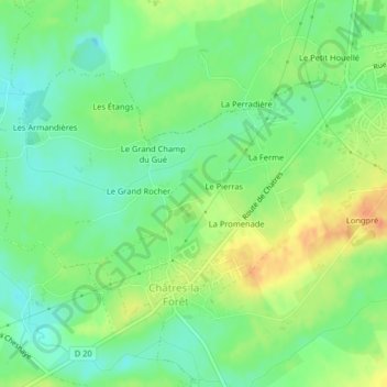 Mapa topográfico Le Four à Chaux, altitude, relevo