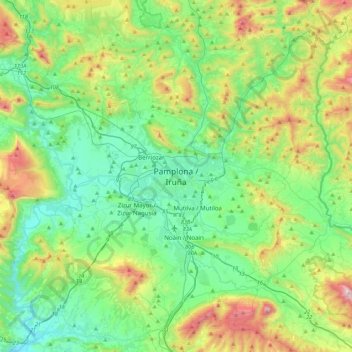 Mapa topográfico Pamplona, altitude, relevo