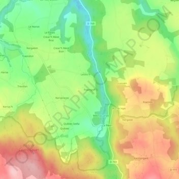 Mapa topográfico Traongoff, altitude, relevo