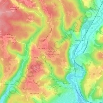 Mapa topográfico La Sauge, altitude, relevo