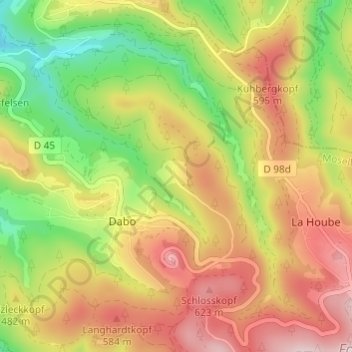 Mapa topográfico Rothenbuhl, altitude, relevo