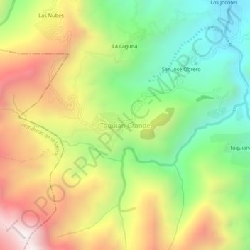 Mapa topográfico Toquian Grande, altitude, relevo