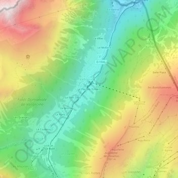 Mapa topográfico Le Plan de l'Envers, altitude, relevo