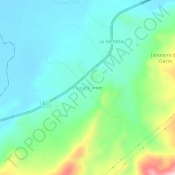 Mapa topográfico Playa Grande, altitude, relevo