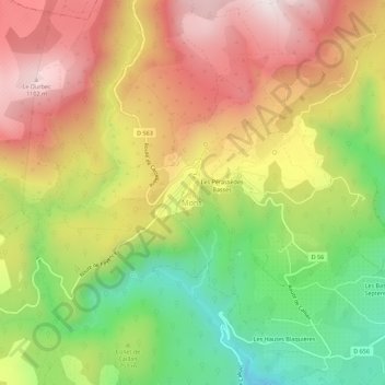Mapa topográfico Le Village, altitude, relevo