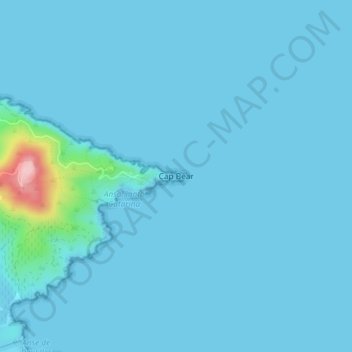 Mapa topográfico Cap Béar, altitude, relevo