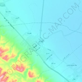 Mapa topográfico گله دار, altitude, relevo