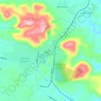Mapa topográfico Lagunas, altitude, relevo