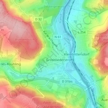 Mapa topográfico Mess, altitude, relevo
