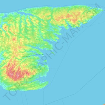 Mapa topográfico Boughton Island, altitude, relevo