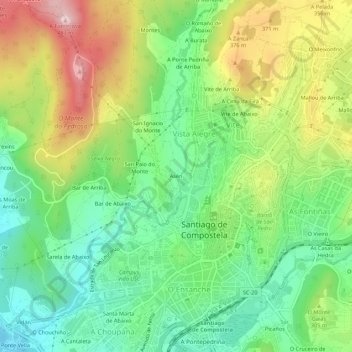 Mapa topográfico Asén, altitude, relevo