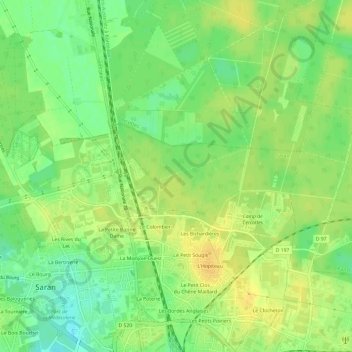Mapa topográfico La Tuilerie, altitude, relevo