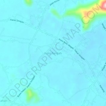 Mapa topográfico Koto Tangah, altitude, relevo