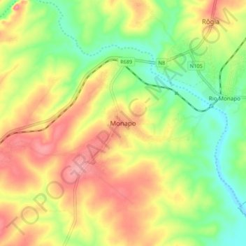 Mapa topográfico Monapo, altitude, relevo