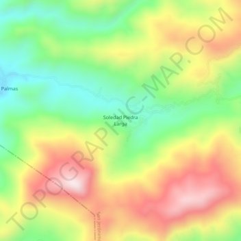 Mapa topográfico Soledad Piedra Larga, altitude, relevo