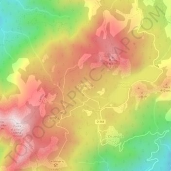 Mapa topográfico Agnarone, altitude, relevo