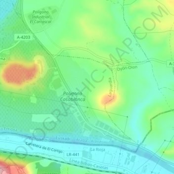 Mapa topográfico Malpica, altitude, relevo