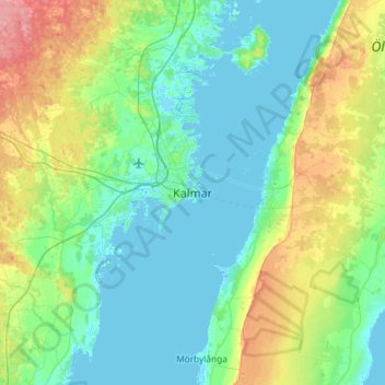 Mapa topográfico Kalmar, altitude, relevo