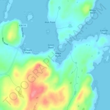Mapa topográfico Quirpon, altitude, relevo
