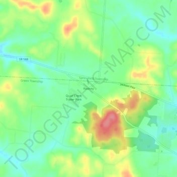 Mapa topográfico Rodney, altitude, relevo