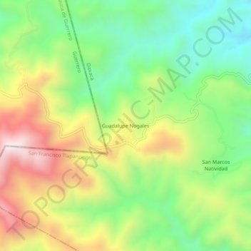 Mapa topográfico Guadalupe Nogales, altitude, relevo
