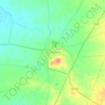 Mapa topográfico Mulgund, altitude, relevo